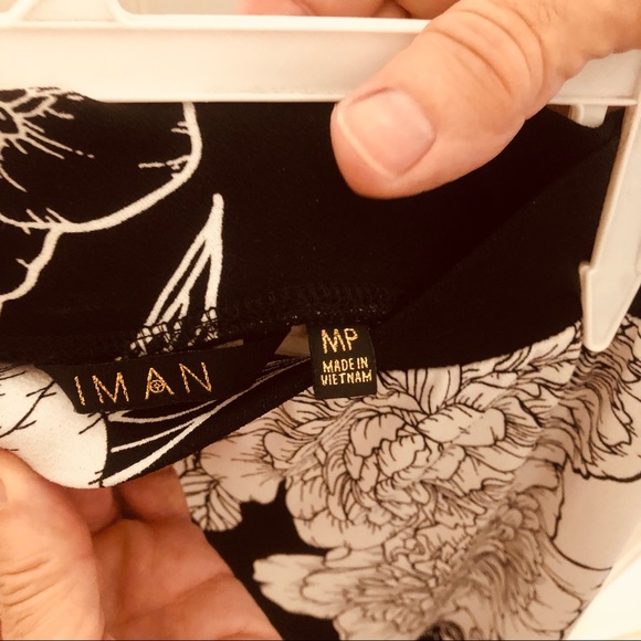 IMAN Black and White Floral Crop Pant with Tank Top Set - Picture 7 of 8